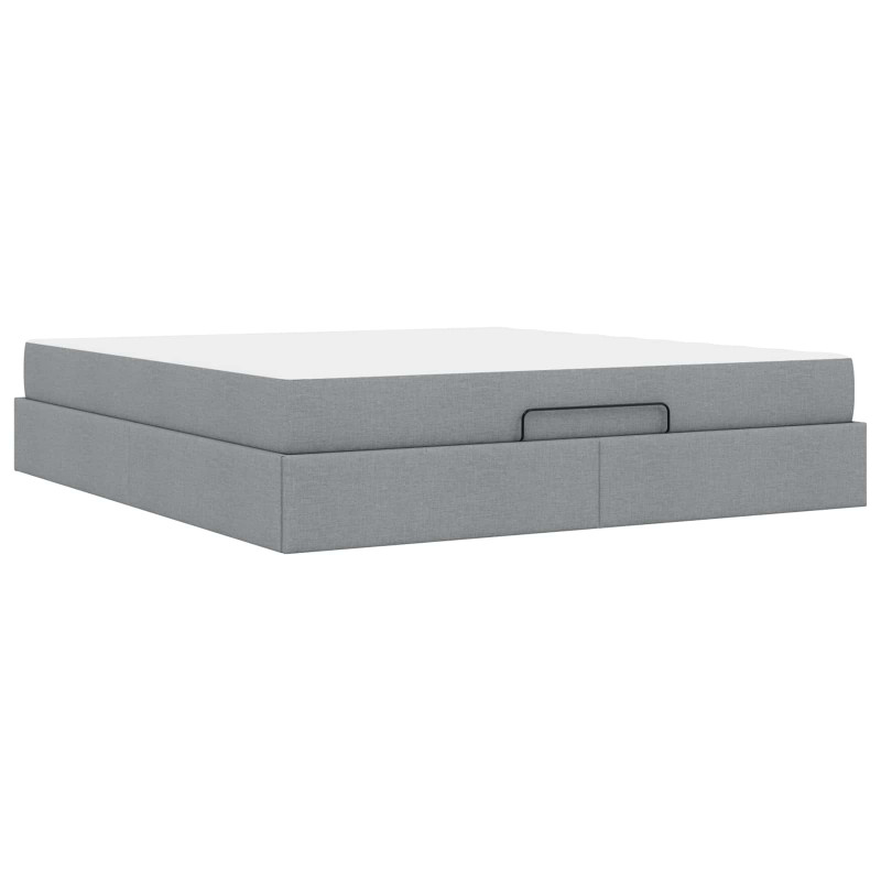 Rama łóżka z materacem z materacem 2 pcs Jasnoszary tkanina