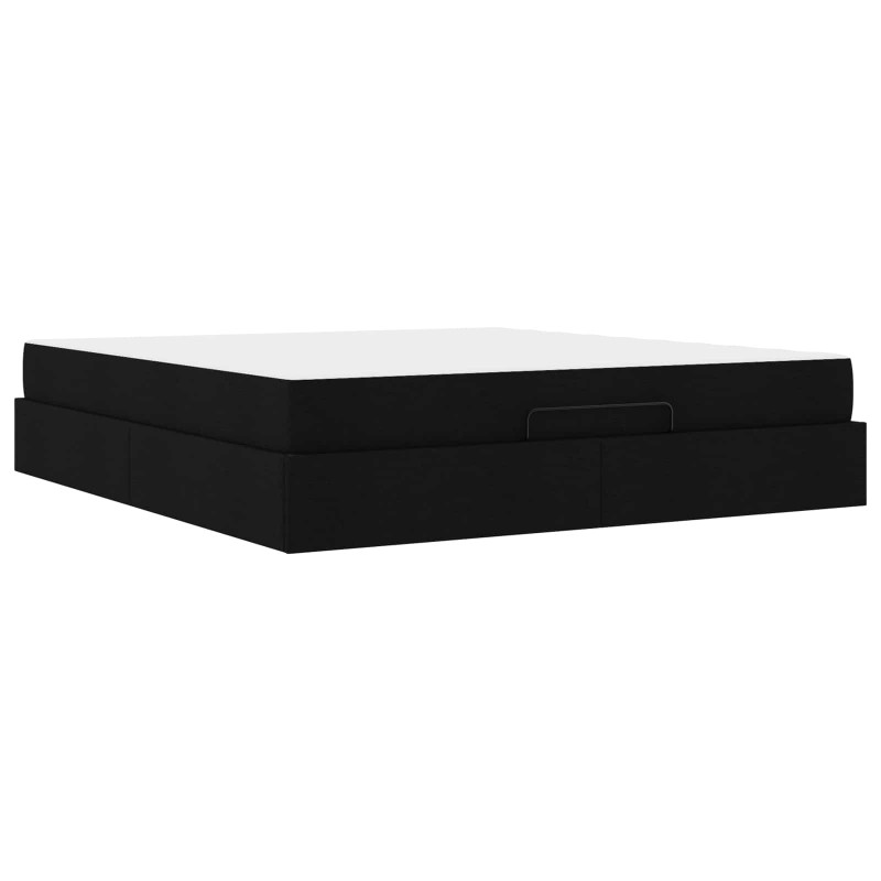 Rama łóżka z materacem z materacem 2 pcs Czarny tkanina