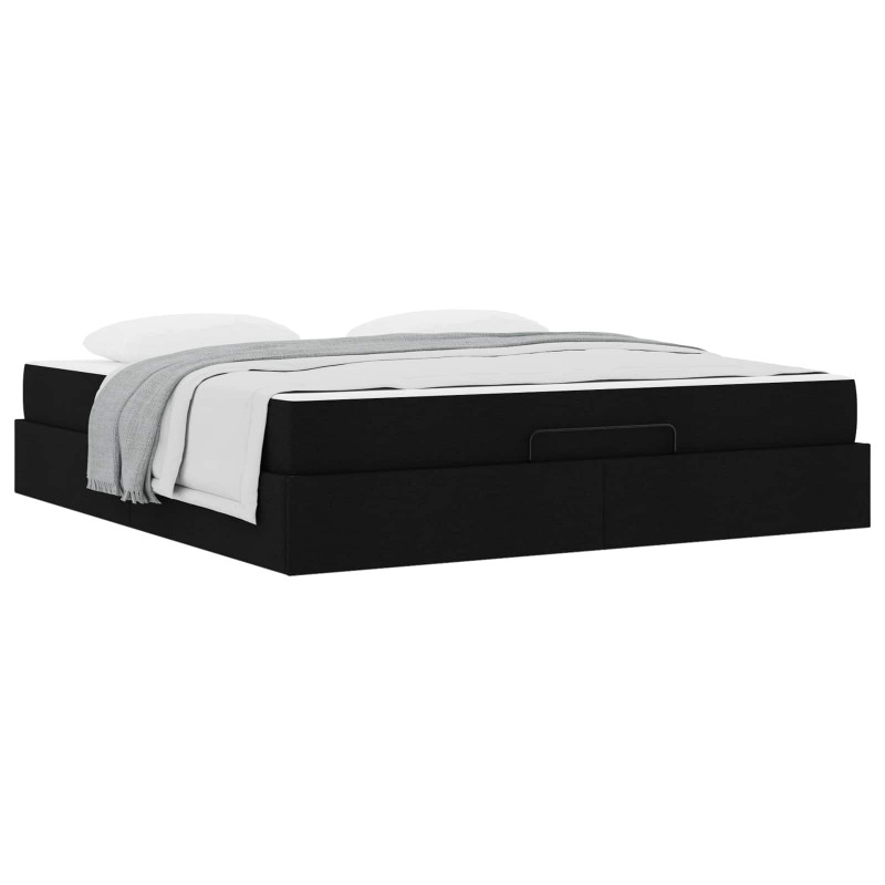 Rama łóżka z materacem z materacem 2 pcs Czarny tkanina