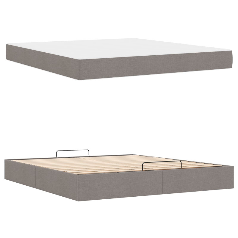 Rama łóżka z materacem z materacem 2 pcs Ciemnoszary tkanina