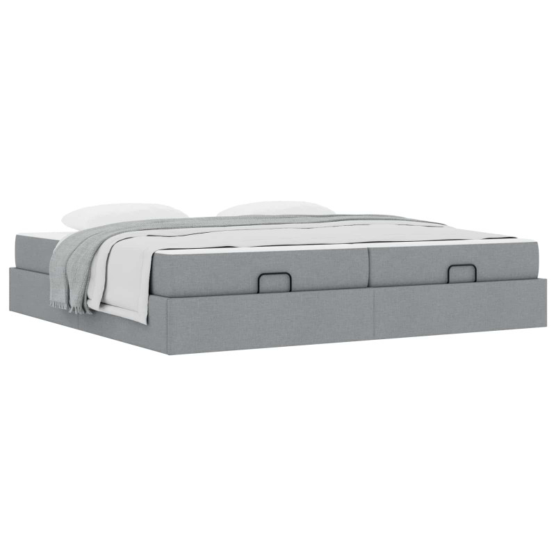 Rama łóżka z materacem z materacem 2 pcs Jasnoszary tkanina