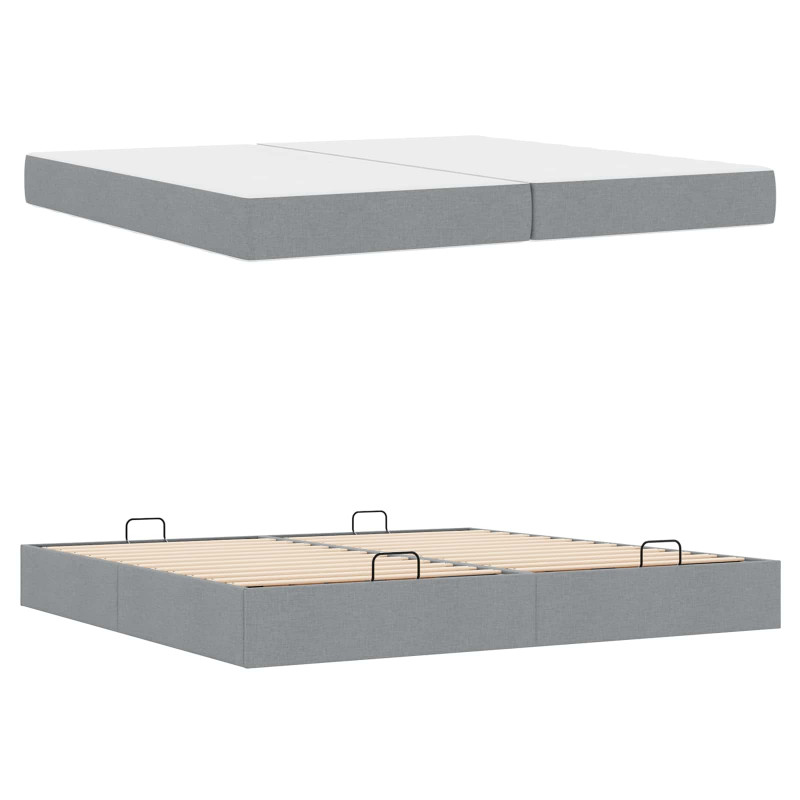 Rama łóżka z materacem z materacem 2 pcs Jasnoszary tkanina