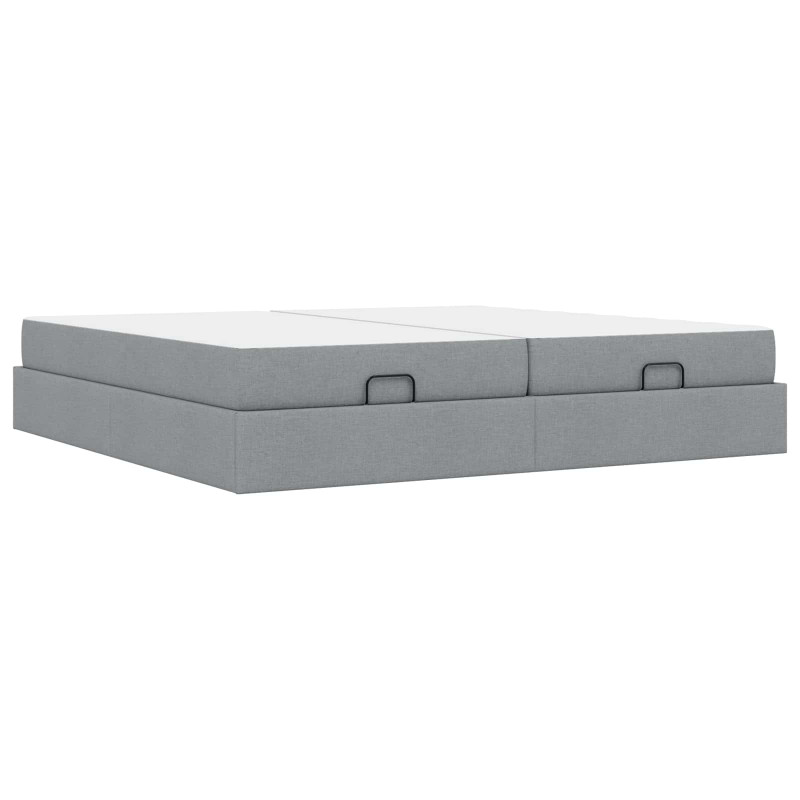 Rama łóżka z materacem z materacem 2 pcs Jasnoszary tkanina