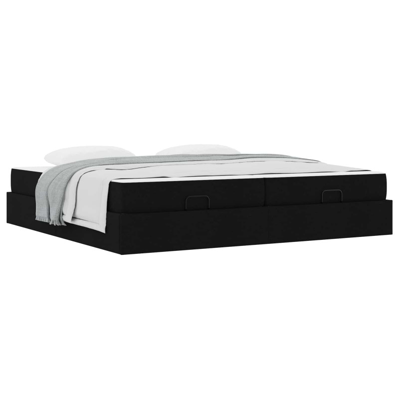Rama łóżka z materacem z materacem 2 pcs Czarny tkanina