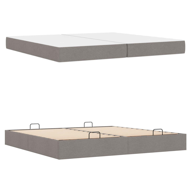 Rama łóżka z materacem z materacem 2 pcs Ciemnoszary tkanina