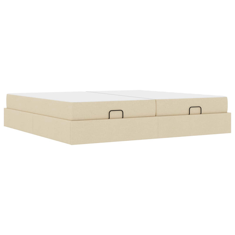 Rama łóżka z materacem z materacem 2 pcs Kremowy tkanina