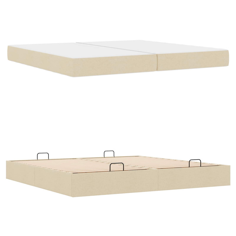 Rama łóżka z materacem z materacem 2 pcs Kremowy tkanina