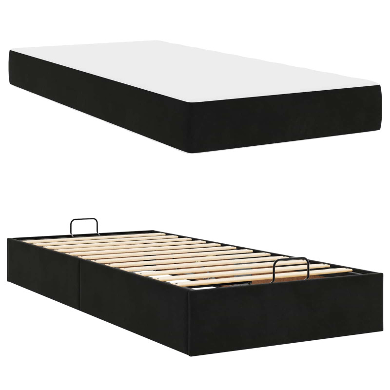 Rama łóżka z materacem z materacem 2 pcs Czarny Aksamit