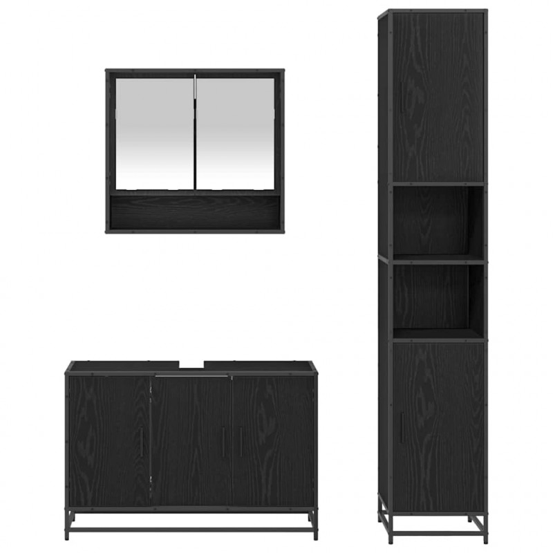 Zestaw mebli łazienkowych z półką z drzwiami 3 pcs Stare drewno