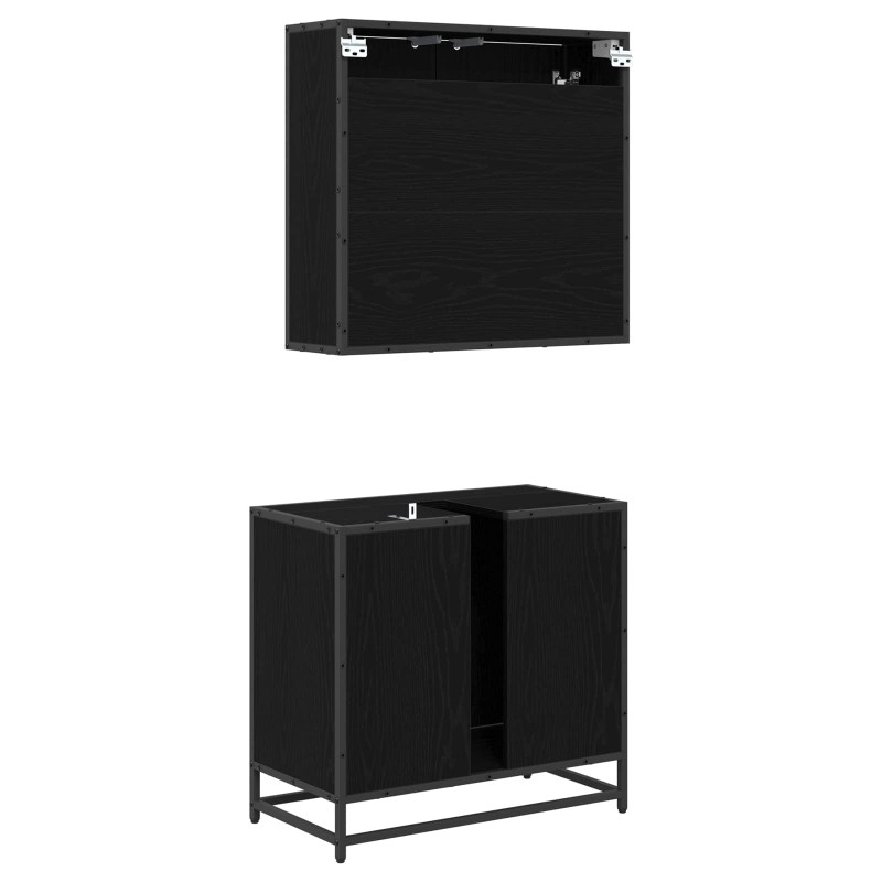 Zestaw mebli łazienkowych z szufladą Z lustrem 2 pcs Czarny dąb