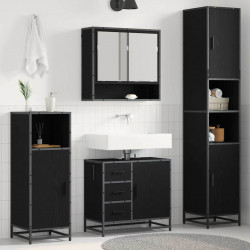 Zestaw mebli łazienkowych z półką z drzwiami 3 pcs Czarny Dąb