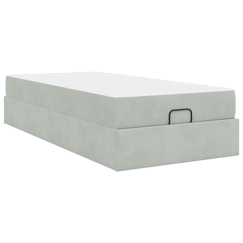 Rama łóżka z materacem z materacem 2 pcs Jasnoszary Aksamit