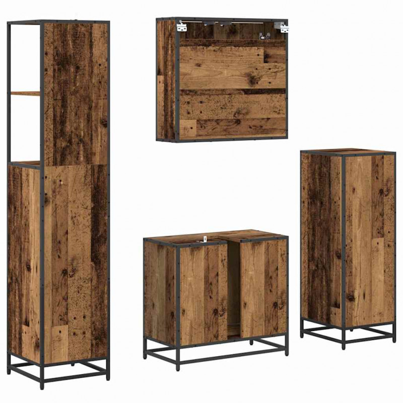 Zestaw mebli łazienkowych z szufladą z półką 4 pcs Stare drewno