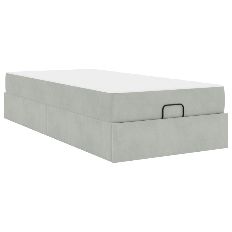 Rama łóżka z materacem z materacem 2 pcs Jasnoszary Aksamit