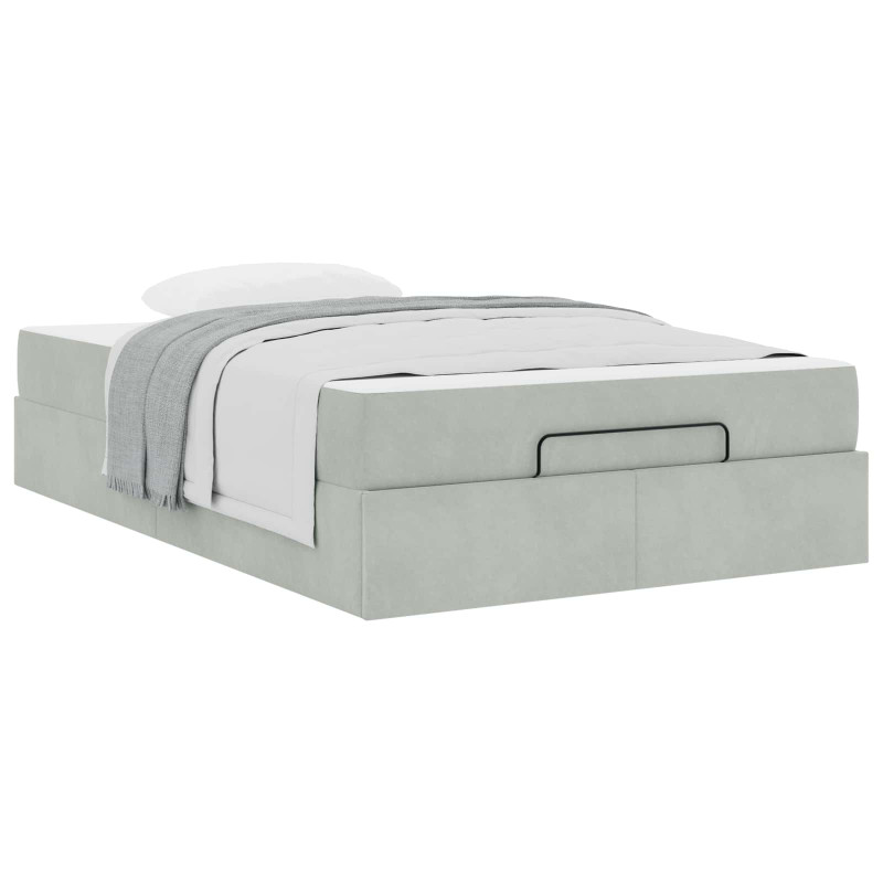 Rama łóżka z materacem z materacem 2 pcs Jasnoszary Aksamit