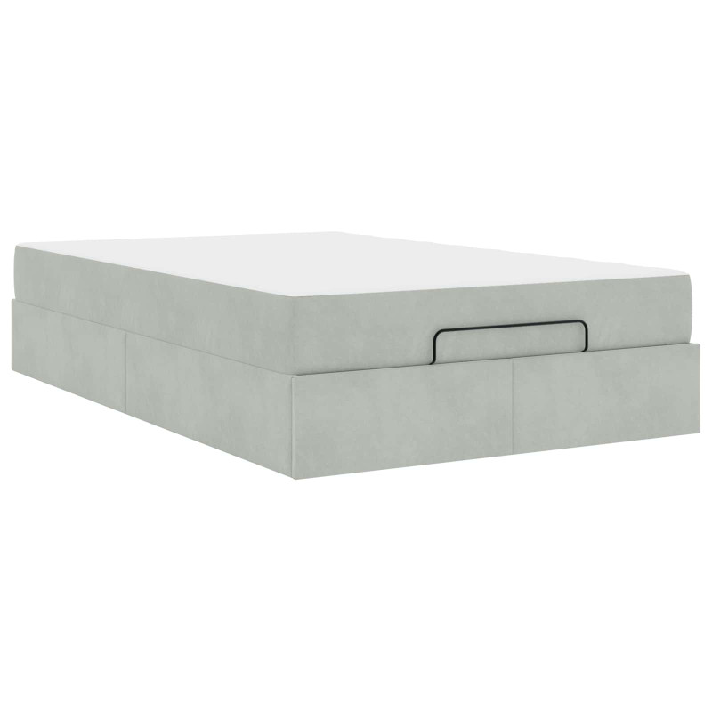 Rama łóżka z materacem z materacem 2 pcs Jasnoszary Aksamit