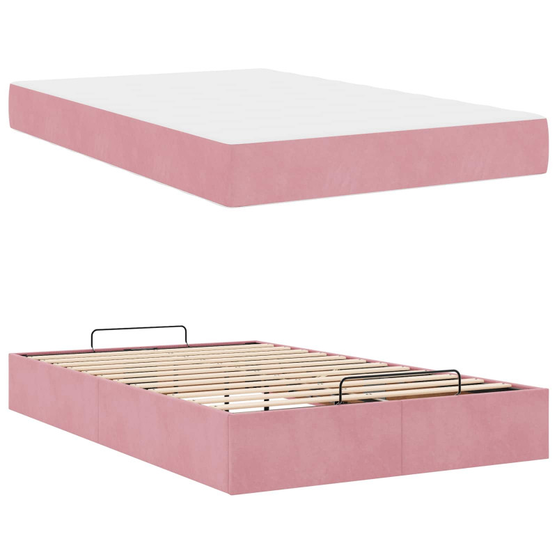 Rama łóżka z materacem z materacem 2 pcs Różowy Aksamit