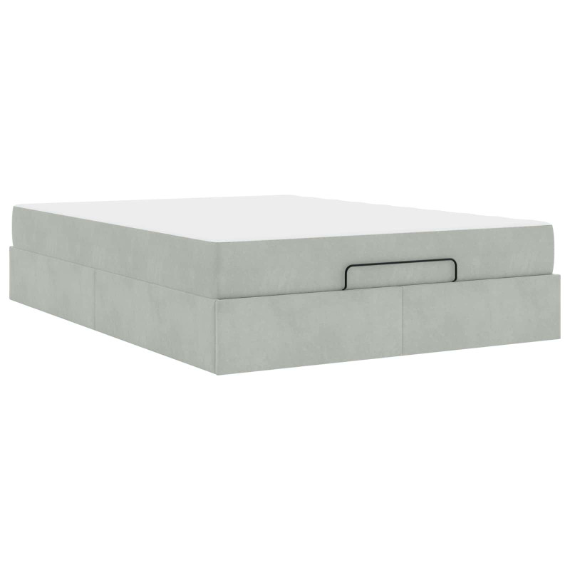 Rama łóżka z materacem z materacem 2 pcs Jasnoszary Aksamit