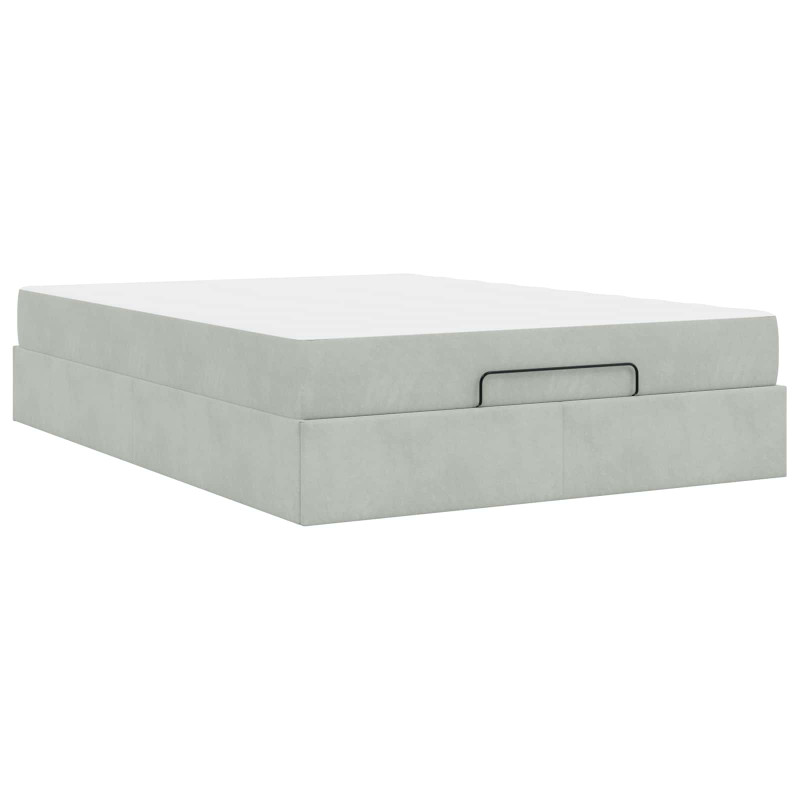 Rama łóżka z materacem z materacem 2 pcs Jasnoszary Aksamit