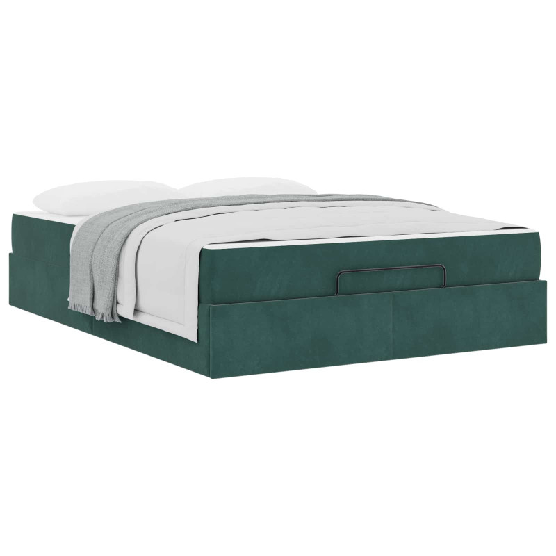 Rama łóżka z materacem z materacem 2 pcs Zielony Aksamit