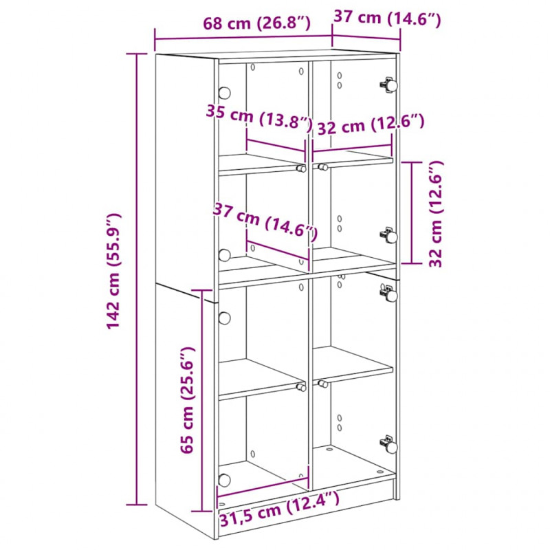 Highboard Stare drewno 68 x 37 x 142 cm Materiał drewnopochodny