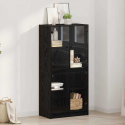 Highboard Czarny Dąb 68 x 37 x 142 cm Materiał drewnopochodny