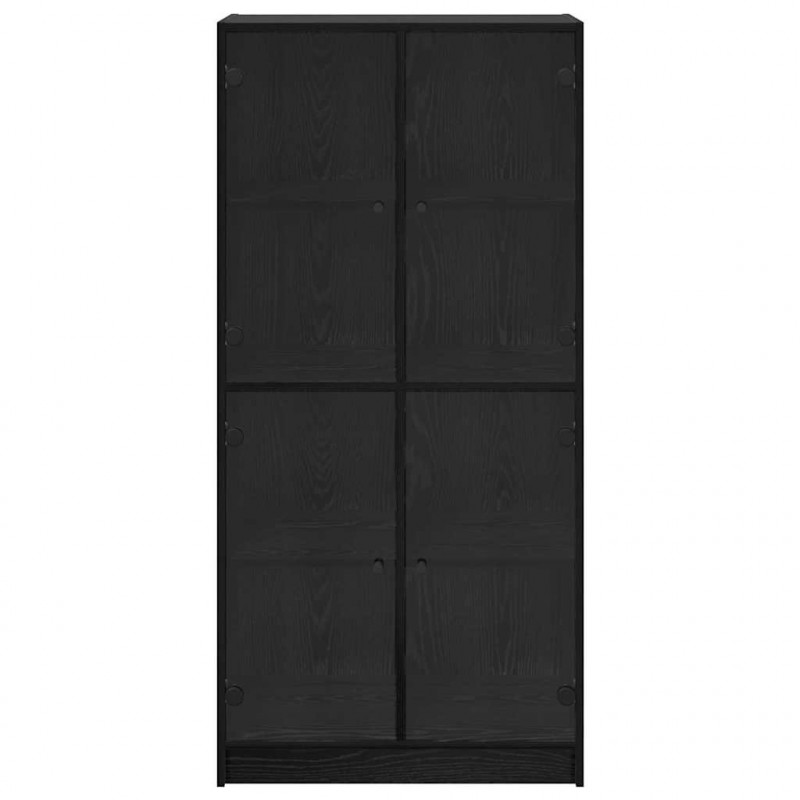 Highboard Czarny Dąb 68 x 37 x 142 cm Materiał drewnopochodny