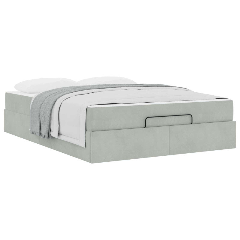 Rama łóżka z materacem z materacem 2 pcs Jasnoszary Aksamit
