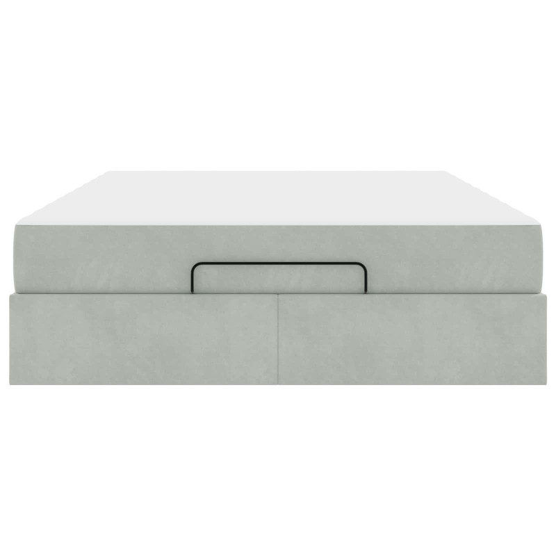 Rama łóżka z materacem z materacem 2 pcs Jasnoszary Aksamit