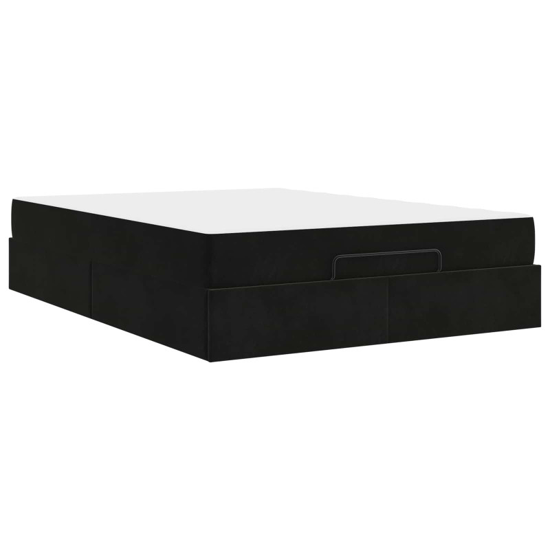 Rama łóżka z materacem z materacem 2 pcs Czarny Aksamit