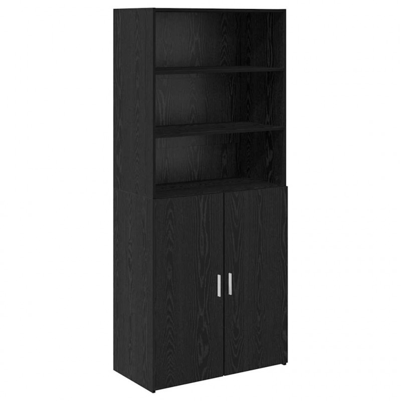 Highboard Czarny Dąb 80 x 42,5 x 185 cm Materiał drewnopochodny