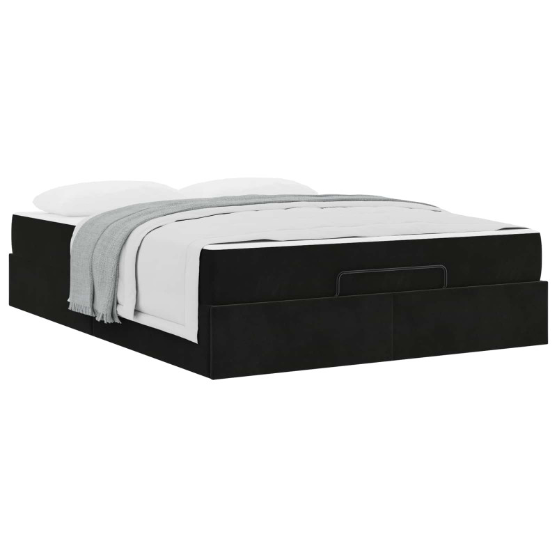 Rama łóżka z materacem z materacem 2 pcs Czarny Aksamit