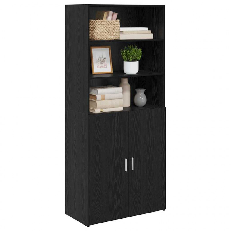 Highboard Czarny Dąb 80 x 42,5 x 185 cm Materiał drewnopochodny