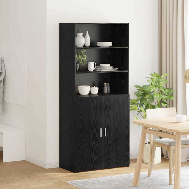 Highboard Czarny Dąb 80 x 42,5 x 185 cm Materiał drewnopochodny