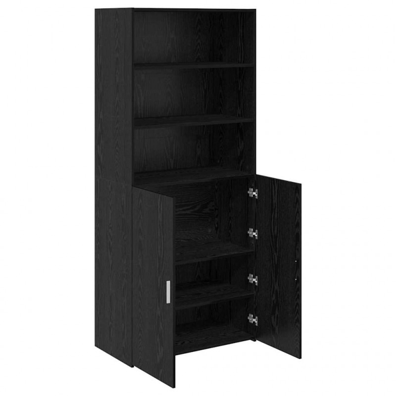 Highboard Czarny Dąb 80 x 42,5 x 185 cm Materiał drewnopochodny