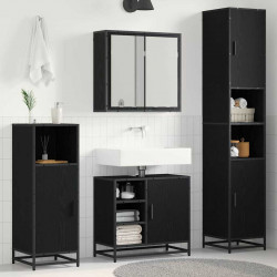 Zestaw mebli łazienkowych z półką z drzwiami 3 pcs Czarny Dąb