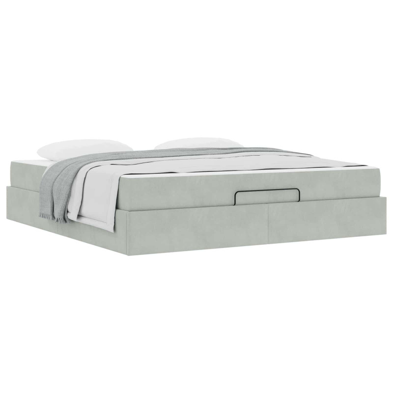Rama łóżka z materacem z materacem 2 pcs Jasnoszary Aksamit