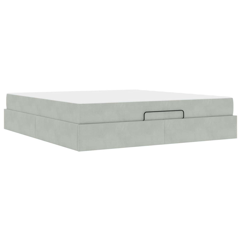 Rama łóżka z materacem z materacem 2 pcs Jasnoszary Aksamit