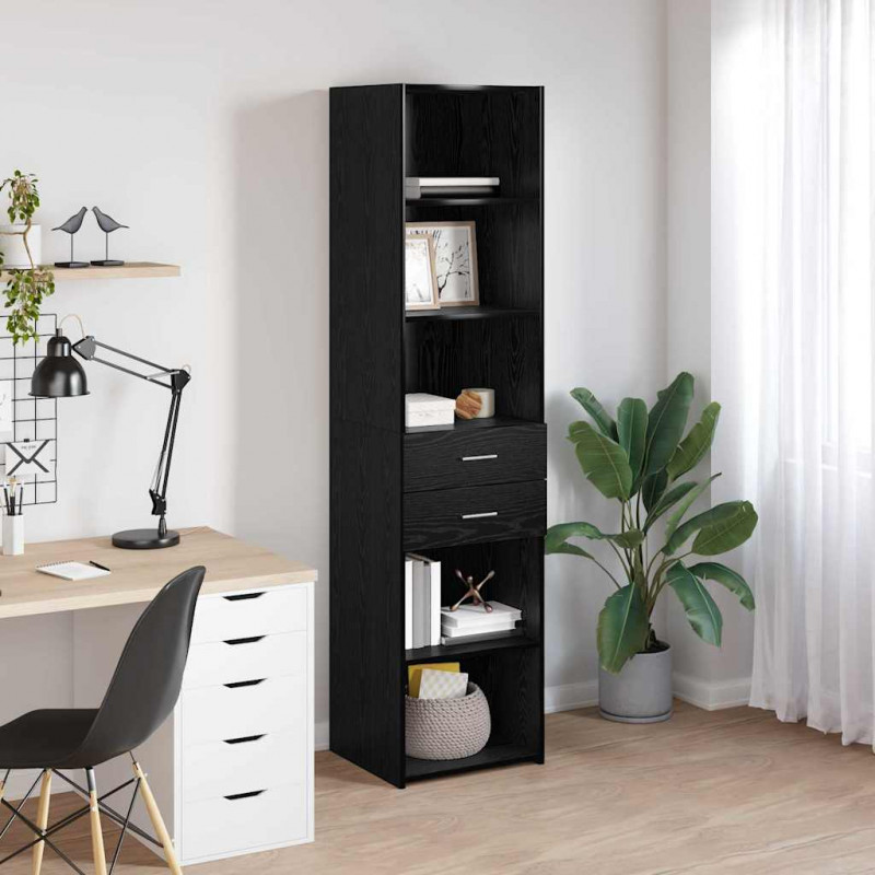 Highboard Czarny Dąb 45 x 42,5 x 185 cm Materiał drewnopochodny