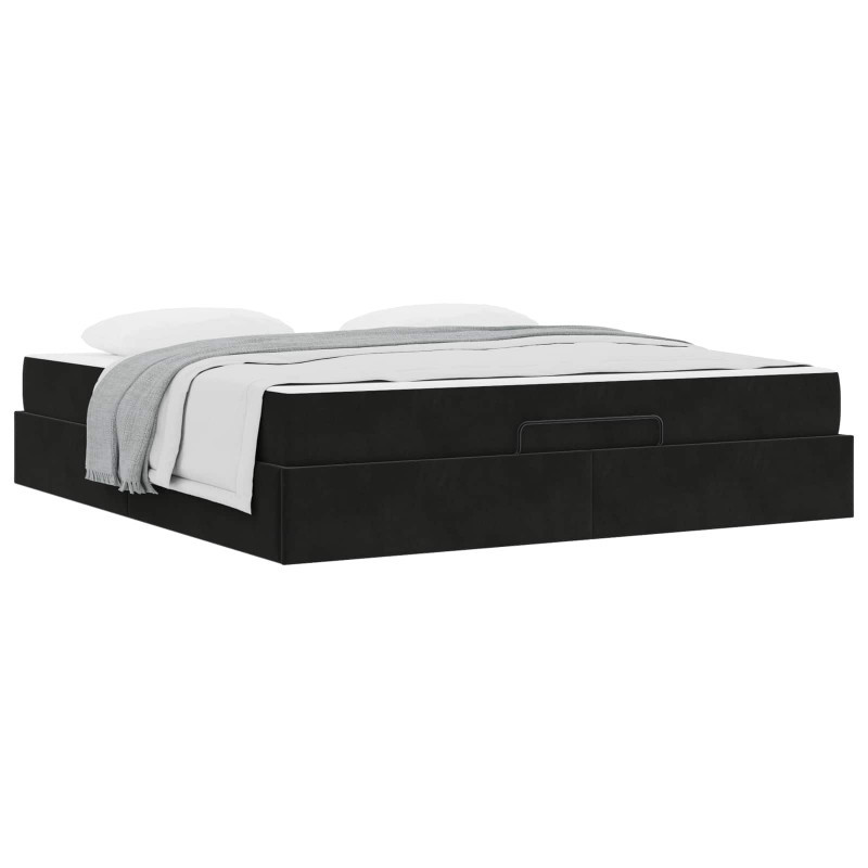 Rama łóżka z materacem z materacem 2 pcs Czarny Aksamit