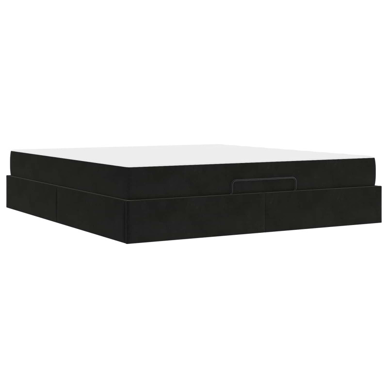 Rama łóżka z materacem z materacem 2 pcs Czarny Aksamit
