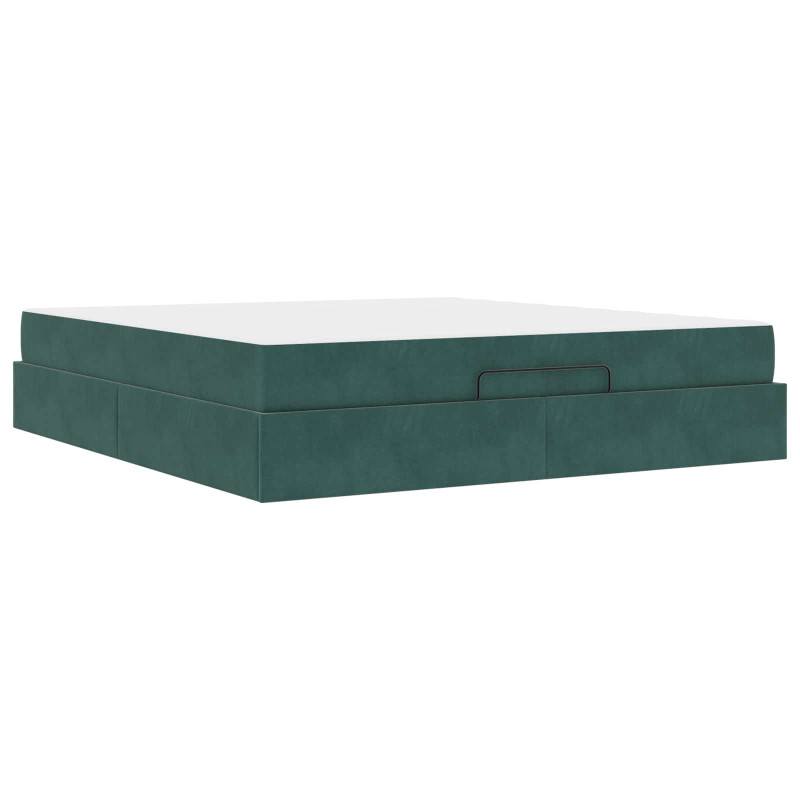 Rama łóżka z materacem z materacem 2 pcs Zielony Aksamit