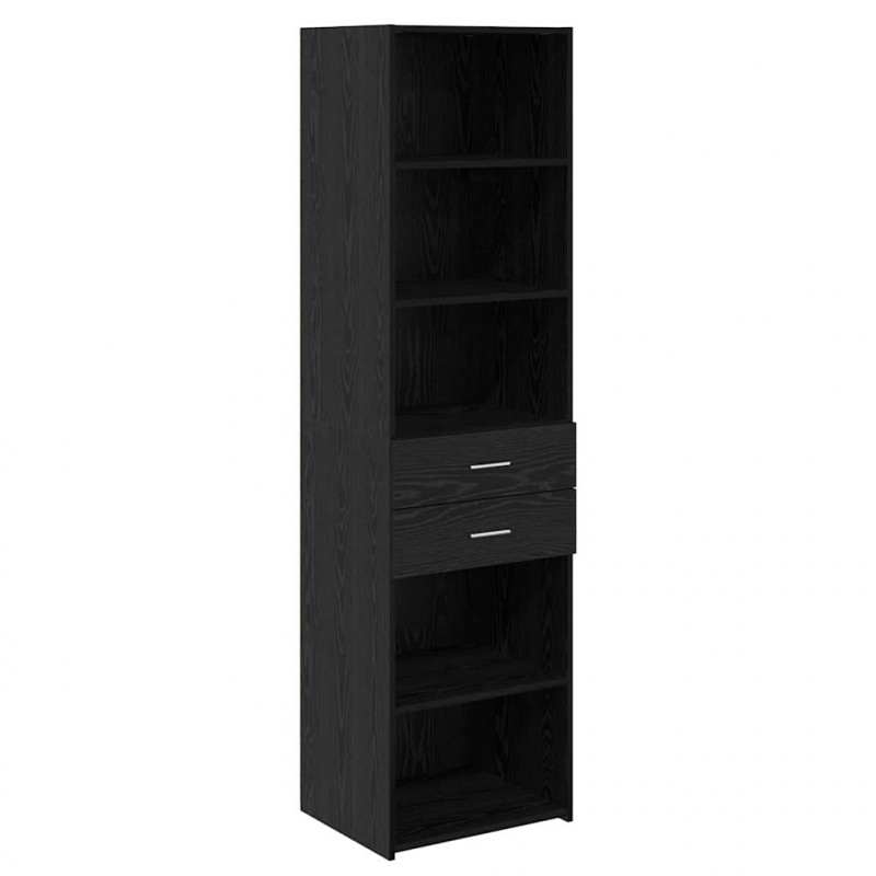 Highboard Czarny Dąb 50 x 42,5 x 185 cm Materiał drewnopochodny