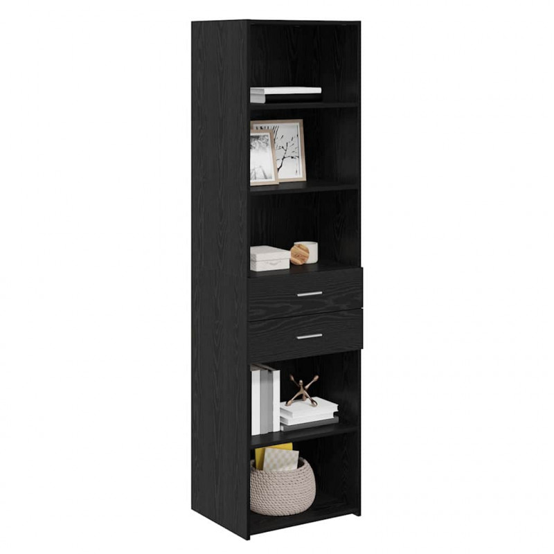 Highboard Czarny Dąb 50 x 42,5 x 185 cm Materiał drewnopochodny