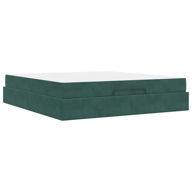 Rama łóżka z materacem z materacem 2 pcs Zielony Aksamit