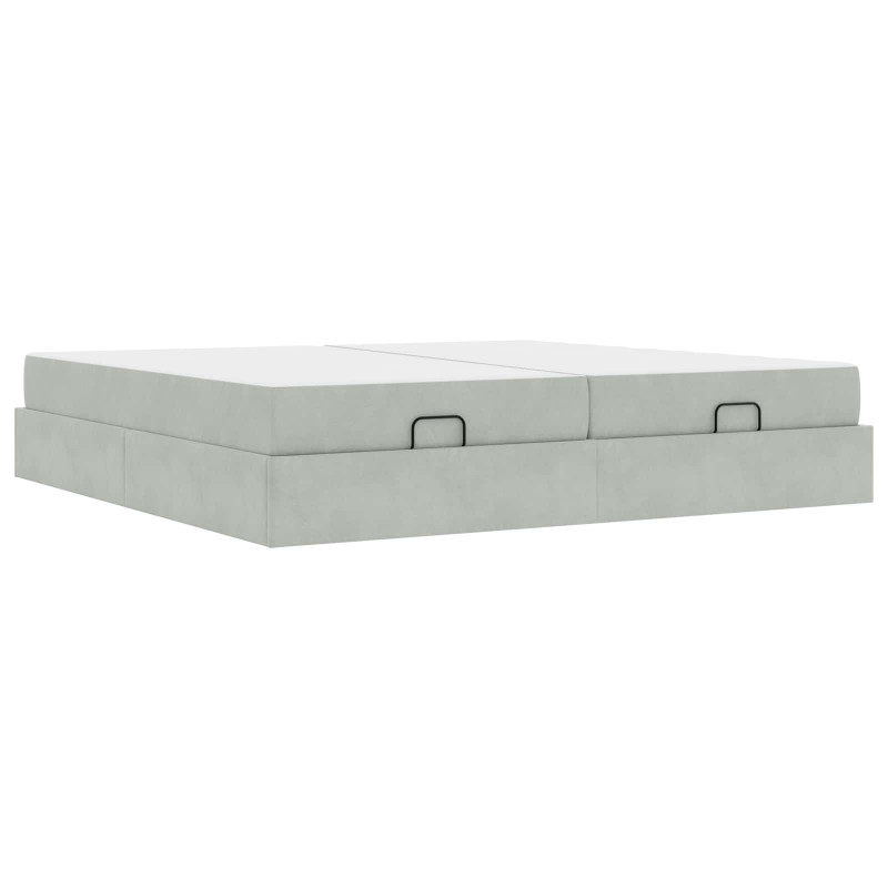 Rama łóżka z materacem z materacem 2 pcs Jasnoszary Aksamit
