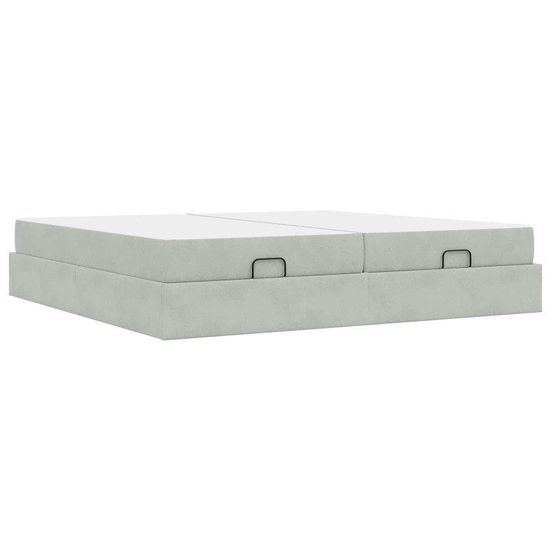 Rama łóżka z materacem z materacem 2 pcs Jasnoszary Aksamit