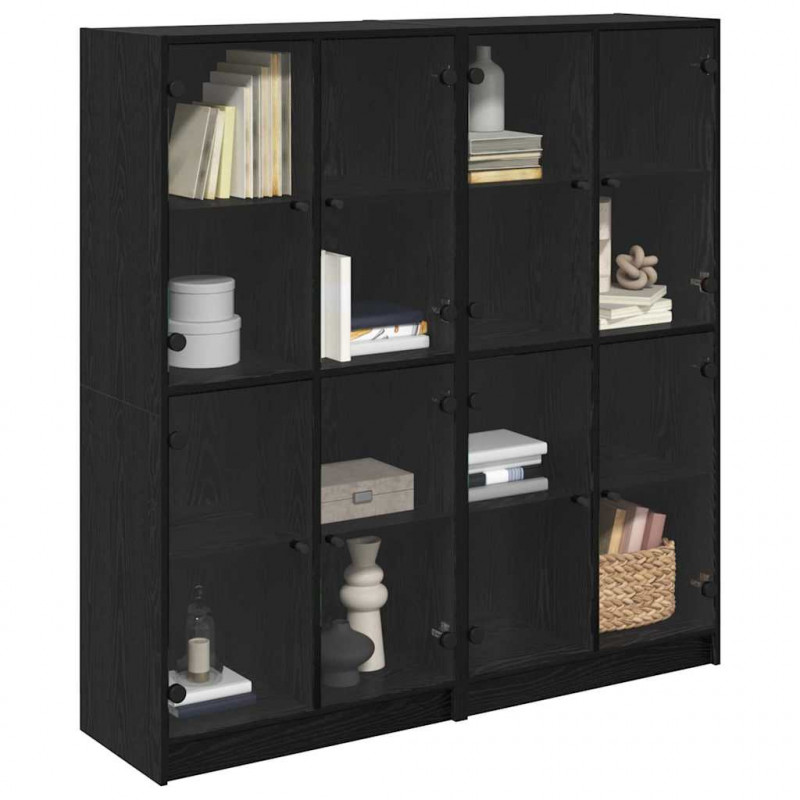 Highboard 2 pcs Czarny Dąb 68 x 37 x 142 cm