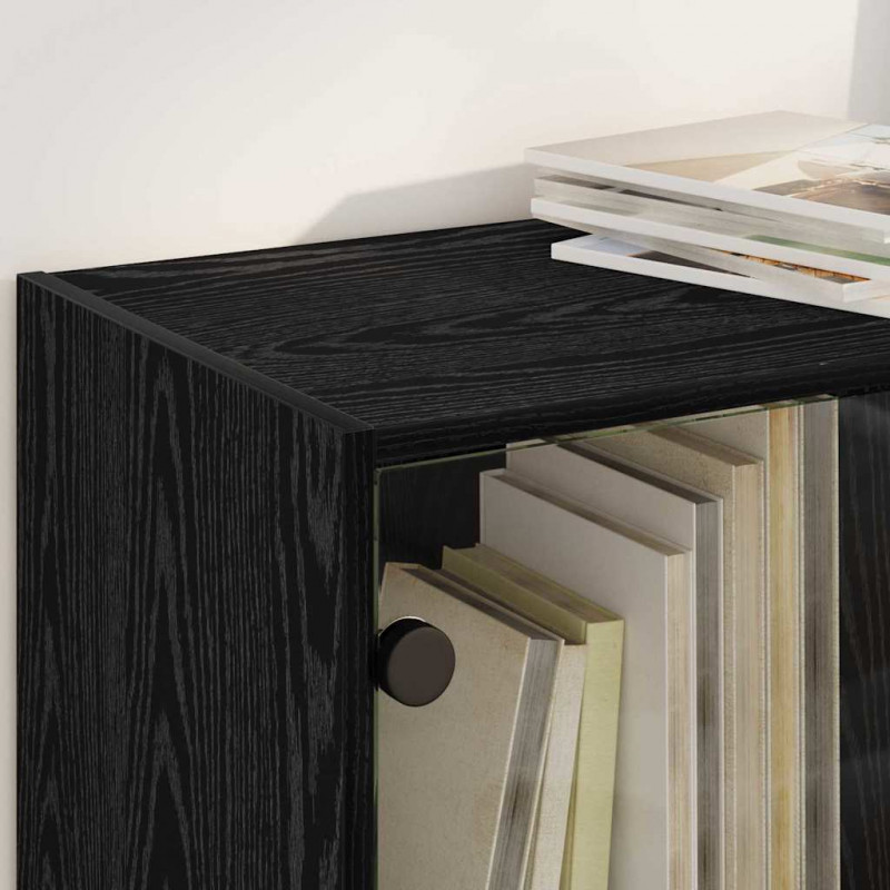 Highboard 2 pcs Czarny Dąb 68 x 37 x 142 cm