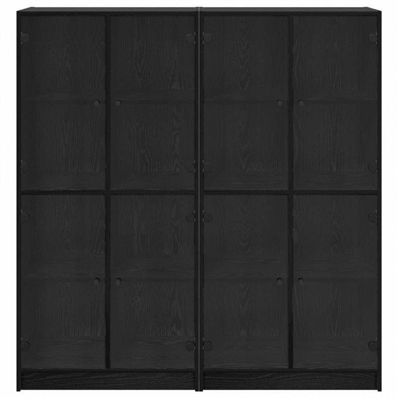 Highboard 2 pcs Czarny Dąb 68 x 37 x 142 cm
